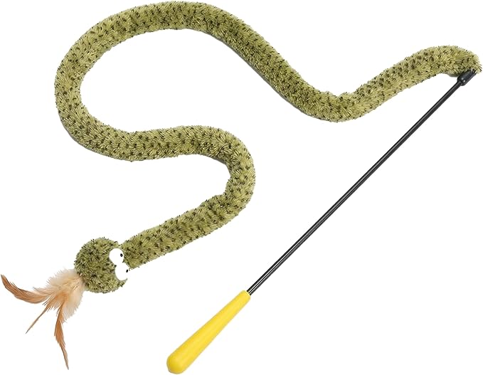 ZEZE Forest Snake Cat Teaser Wand Toy, 50.5” Interactive Feather Cat Toy with Crinkle Sound, Flexible Rubber Wand & Non-Slip Handle for Indoor Cats Play