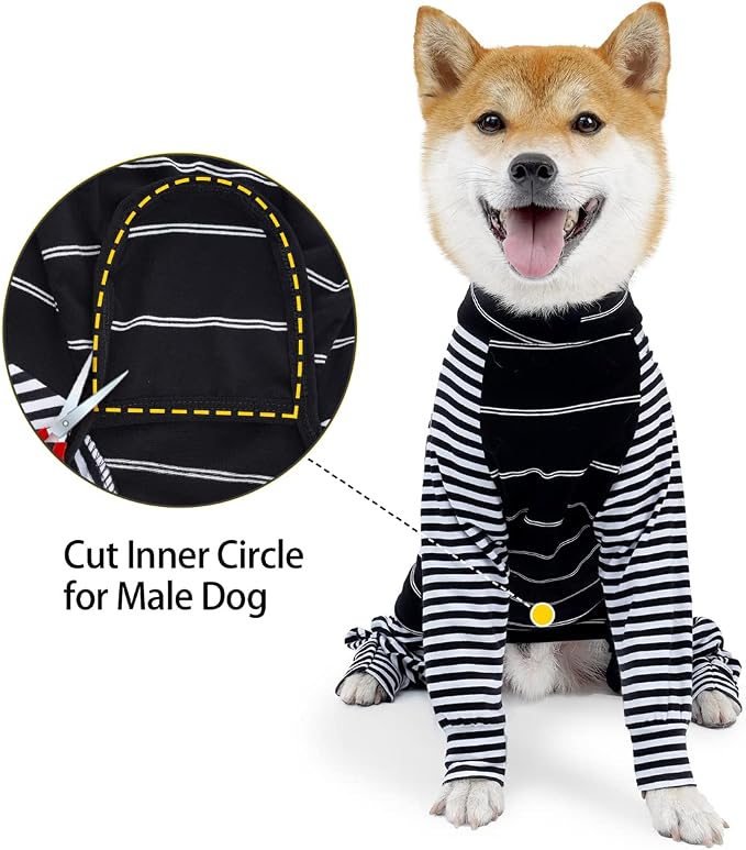 Dog Recovery Suit Abdominal Wound After Surgery Wear Prevent Licking Wounds E-Collar & Cone Alternatives Postoperative Shirt Dog Pajamas Long Sleeve Prevent Shedding (XXX-Large(Pack of 1), Black)