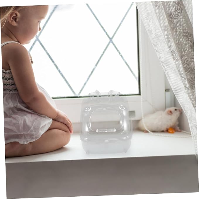 Levemolo Hamster Sand Bath Container Transparent Splash Bathtub for Small Animals for Hamsters Guinea Pigs and Other Pets Easy to Clean Design
