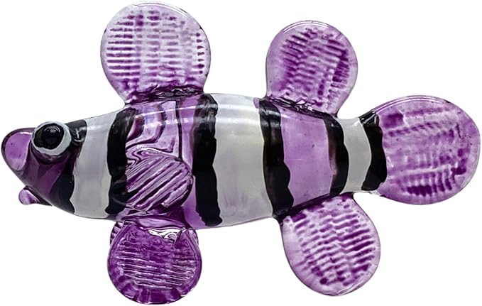 Mini Clownfish Figurines Purple Glass Ornament Handcrafted Decorative Home Garden