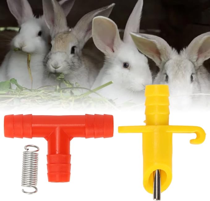 Yosoo Rabbit Nipple Drinker, 100pcs Rodent Automatic Waterer with Stainless Steel Nipple 3 Way Tee Design for Feeding Guinea Pigs Rabbits Ferrets