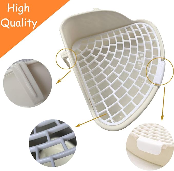 Hamiledyi Triangle Potty Trainer Corner Bunny Toilet Plastic Pet Pan Guinea Pig Litter Bedding Box for Baby Rabbit Guinea Pig Hamster Chinchillas Ferret Small Animals(White)