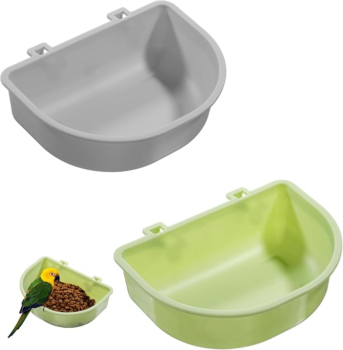 2 Pack Feeder, Hanging Food Bowl Feeder Food and Water Container for Wire Cage Feeding Dish Hanging Cups for Birds Hamsters Mice Rats Guinea Pig Small Pets