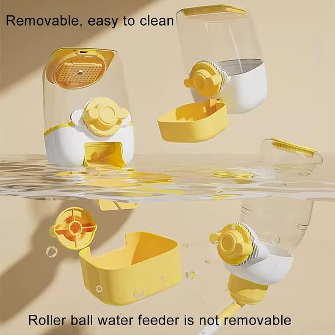 Pet Dog Cat Hanging Automatic Feeders, Auto Gravity Pet Feeder No Drip Water Set, Cage Pet Feeding Bowls Dispenser for Cats Dogs Puppy, Rabbit (Yellow)