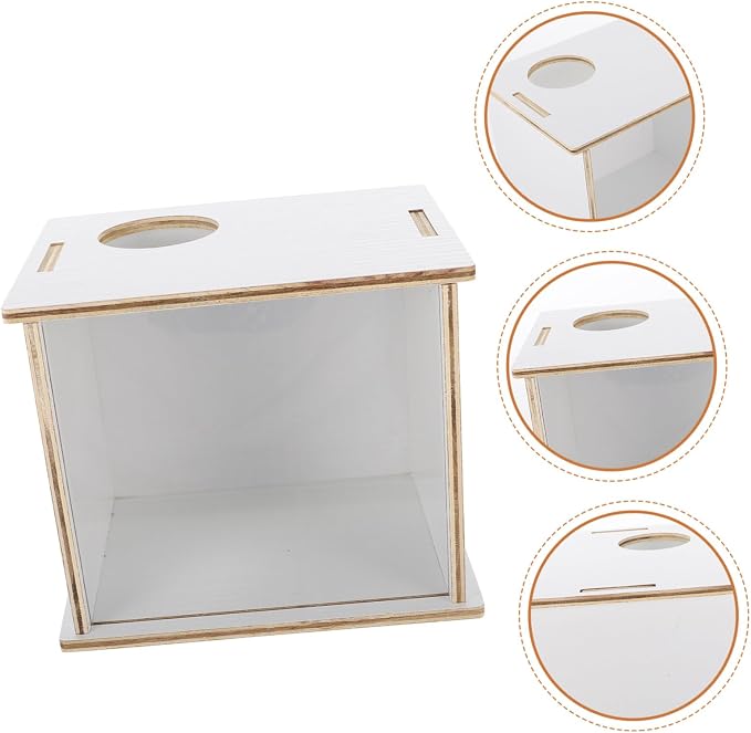 Garneck Household Multi-Function Wooden Chinchilla Bathtub Sand Bath Feature for Pets Transparent Design for Easy Cleaning for Hamsters and Guinea Pigs