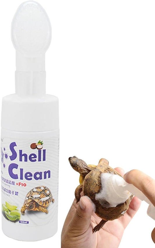 Reptile Cleaner - Turtle Habitat Cleaning Product, Turtle Care Shell Treatmeent | Reptile Shell Spray 120ml Tortoise Cleaner Safe Tortoise with Soft Brush Head for Easy Cleaning