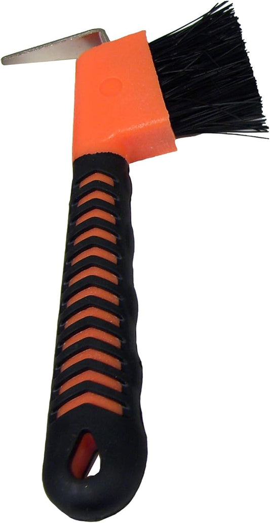 Intrepid International Rubber Handle Hoof Pick w/Brush for Horses, Hoof Pick for Easy Horse Hoof Cleaning, Horse Grooming Supplies