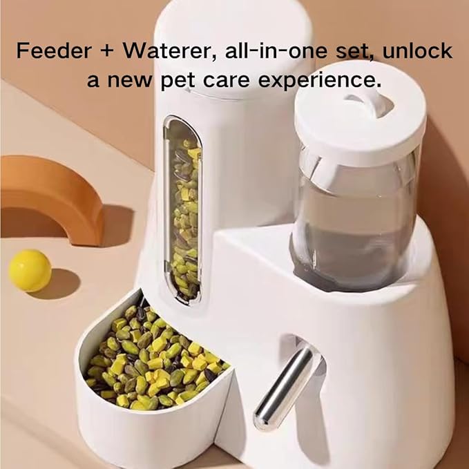 2 in 1 Rabbit Food Water Dispenser, Guinea Pig Water Bottle, Large Capacity Bunny Feeder for Cages, Automatic Bunny Feeder, for Rabbit Ferrets Guinea Pigs Hedgehog Hamsters Small Animals (Pink,S)