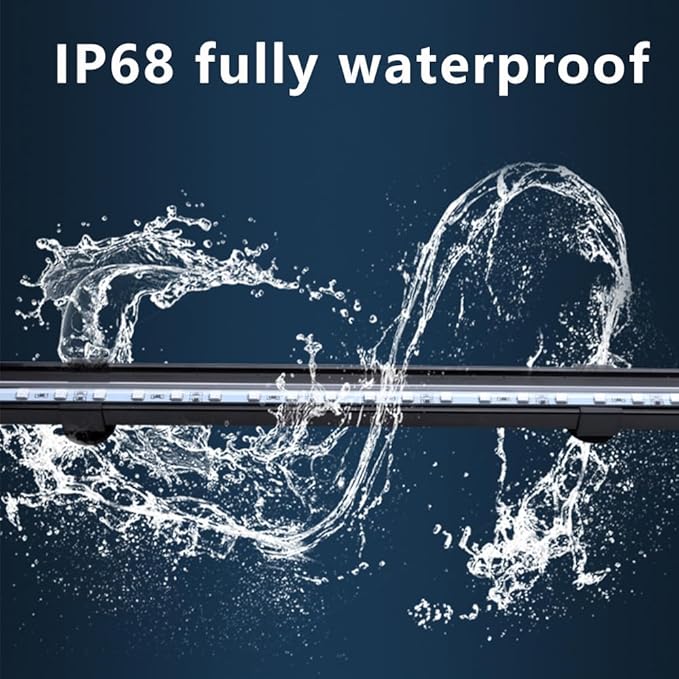 19 inches LED Aquarium Light, 10W Fish Tank Light Underwater Light Submersible Crystal Glass Lights, 9.2ft/2.8m Long Wire Length, White