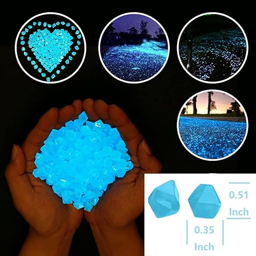 200PCS Glow Stones Pebbles, Gardening Luminous Glow Stones Rocks Outdoor Decor Glowing Water Fish Tank Gravel (Blue)