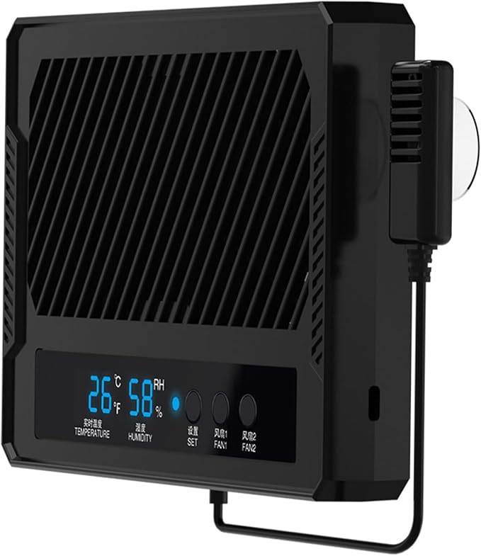 Reptile Fan & Terrarium Dehumidifier – Smart Dual-Row Humidity Fan for Reptile Tank, Snake, Gecko, Bearded Dragon Enclosure