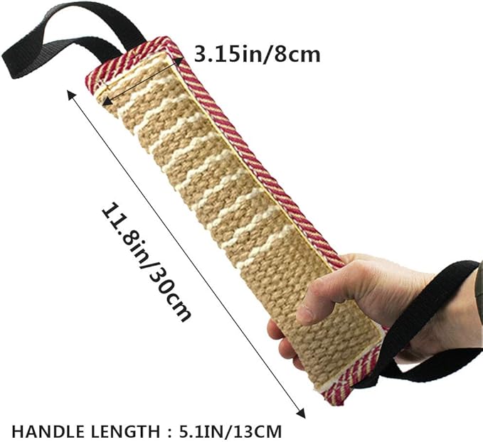 ToLanbbt Dog Tug Toy, Dog Bite Jute Pillow Pull Toy with 2 Strong Handles, Perfect for Tug of War, Puppy Training Interactive Play, Bite Training Toys for Medium to Large Dogs (Pink Yellow)