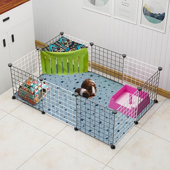RIOUSSI Guinea Pig Hideout Hideaway Corner Fleece Toys Cage Accessories with Reversible Sides. Green+Green, Triangle