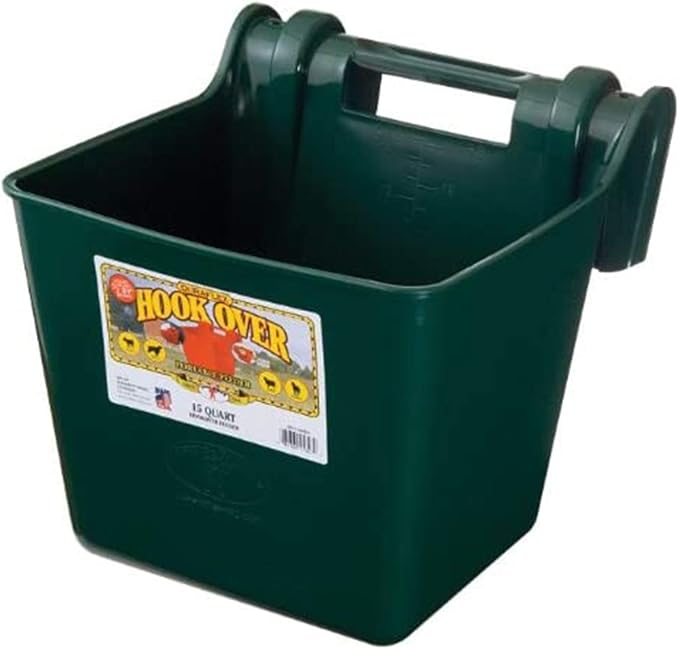 Little Giant HF15GREEN Heavy Duty 15 Quart Mountable Plastic Hook Over Feeder, Green (4 Pack)