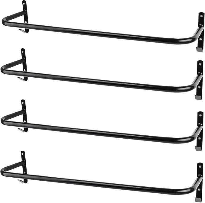 4Pcs Blanket Rack with Bridle Hooks,Wall Mounted Removable Horse Blanket Bar for Hanging Horse Blankets Pads Saddle Blankets,34 Inch, Black