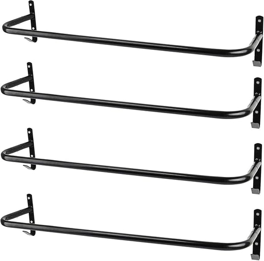 4Pcs Blanket Rack with Bridle Hooks,Wall Mounted Removable Horse Blanket Bar for Hanging Horse Blankets Pads Saddle Blankets,34 Inch, Black