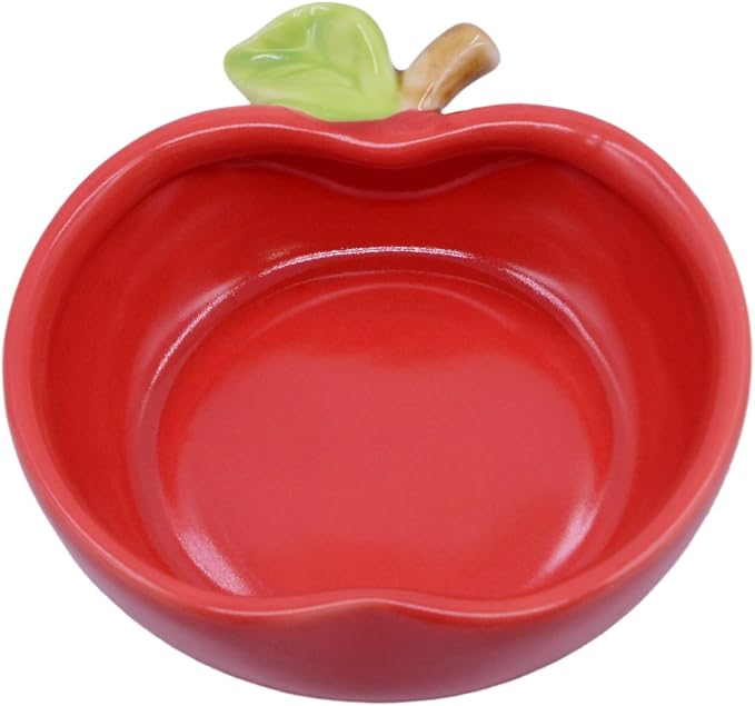 Small Ceramic Guinea Pig Food Bowl Cute Hamsters Food and Water Bowl Ferret Rat Chinchilla Rabbit Feeding Dish Young Animal Feeder (Red)