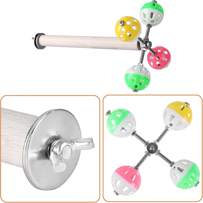 Teniinet Stand Perch Toy with Rotating Balls for Birds, Parakeets, Budgies, Cockatiels, Parrots, Budgerigars, Conures, Parrotlets, Ringnecks, Lovebirds (1Pcs)