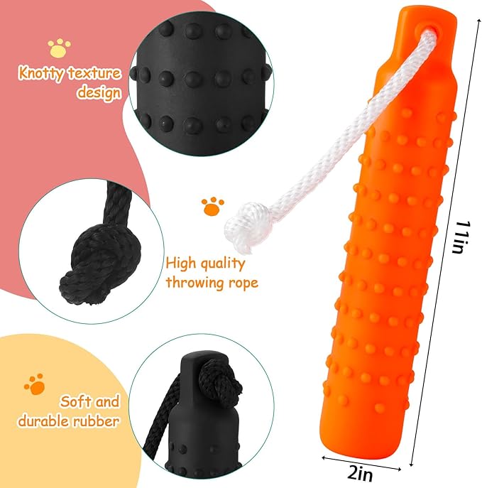 Blueweenly 4 Pcs Dog Bumper Toy for Water Retrieving Plastic Puppy Training Dummy Dog Float Toy Lightweight for Float on The Water Pool Outdoor Training Hunting Fetching (Orange)
