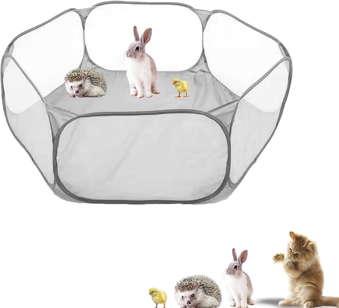 Small Animals Playpen, Portable Pop-up Open Interactive Pet Tent, Indoor Outdoor Fence for Rabbits, Guinea Pig, Hamster, Chinchillas, Kittens, Puppies