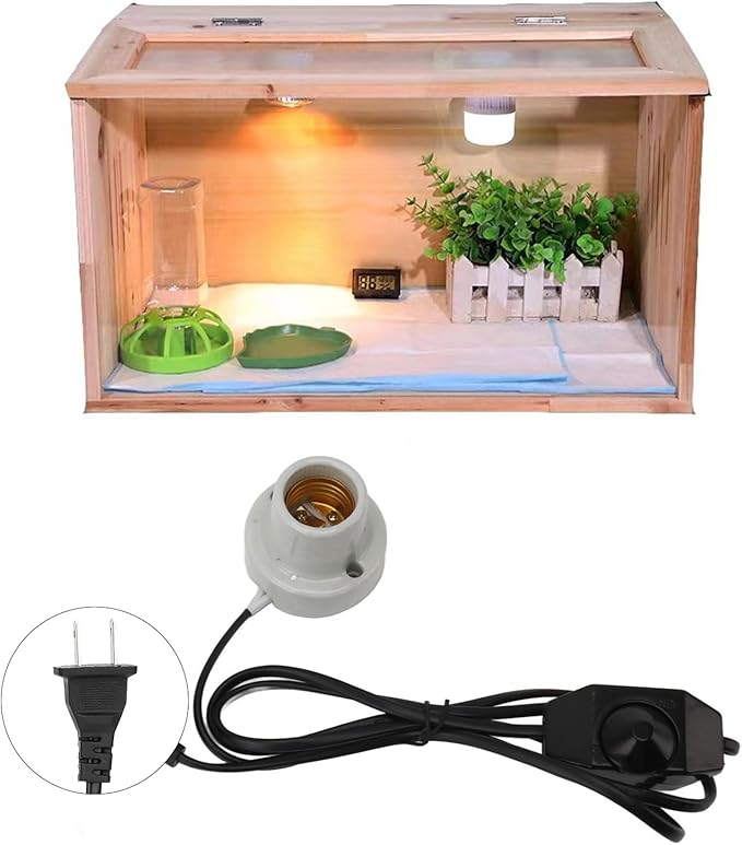 Keenso Reptile Heat Lamp Holder, Ceramic E27 Socket with Switch Function, for Lizard Tortoise Lighting and Heating (US Plug 120V)
