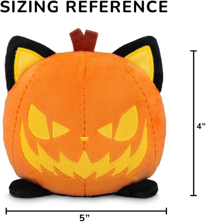 TeeTurtle Glow in The Dark Jack-O-Lantern Cat 4" Plushie - Halloween - Cute Kawaii Spooky Stuffed Animal