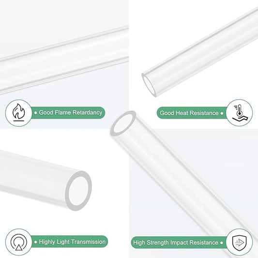 M METERXITY Clear Plastic Tube, 10mm[0.39"] ID x 14mm[0.55"] OD High Impact Rigid Polycarbonate Round Pipes for Water Plumbing/Lighting/Aquariums/Models, Plastic Tubing [305mm/12IN]