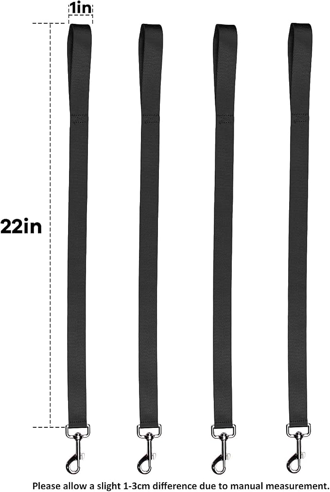 Harrison Howard 4PCS 22” Easily Packed Sturdy Nylon Bucket Straps for Hay Nets and Water Feeder Buckets-Black