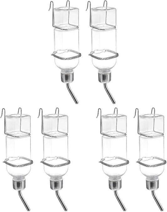 Mipcase Rabbit Water Bottles 6 Pack No Drip Hanging Pet Water Feeder with Hooks and Springs for Small Animals Guinea Pigs Hamsters 2.16X6.14X9.05 Inch