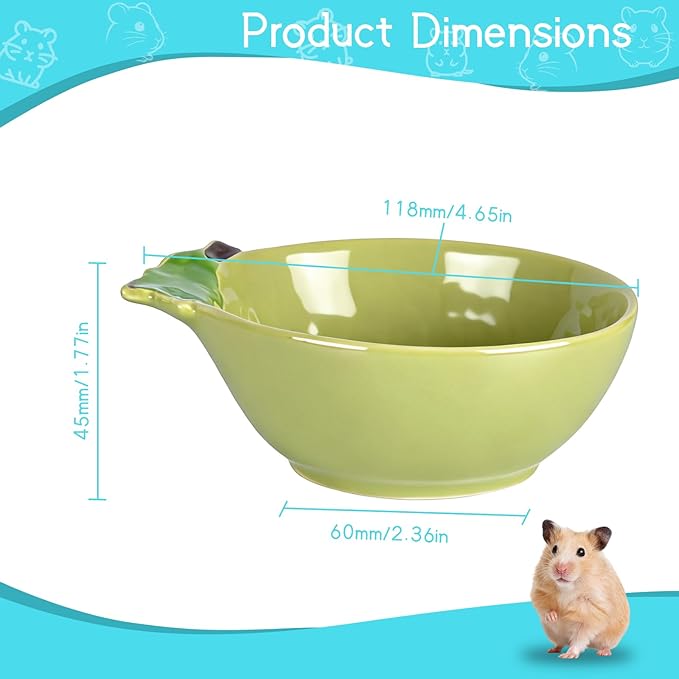 Small Guinea Pig Food Bowl Cute Ceramic Hamster Water Bowl Ferret Rat Chinchilla Rabbit Feeding Dish Young Animal Feeder (Avocado Green)