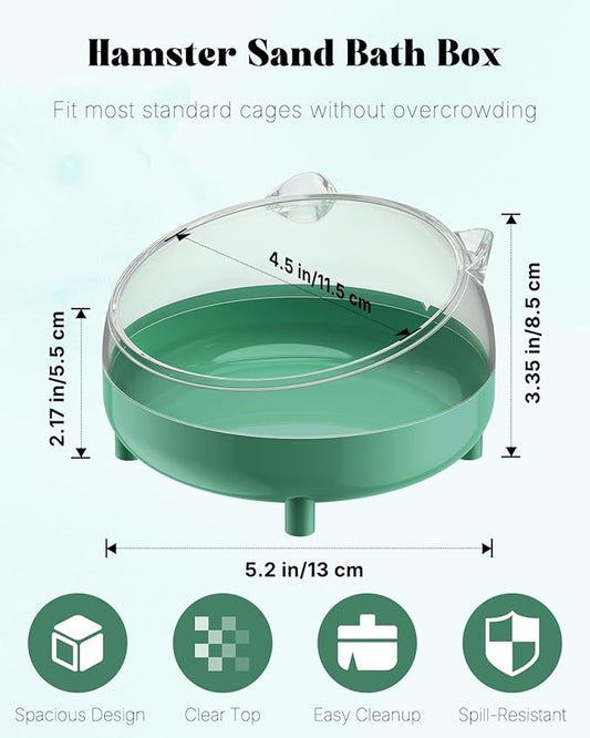 Pawfly Hamster Sand Bath Container, Hamster Sand Bath Box, Hamster Bathtub, Hamster Bathroom, Hamster Toilet, Plastic Dust Bath for Dwarf Hamsters, Syrian Hamsters, Mice, Gerbils & Small Animals