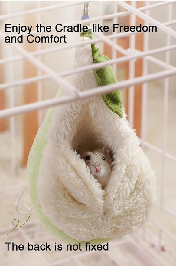 Hamster & Small Animals Shelter Pear Shape Cute Hammock Bed with Hook and Rope,Hanging Arctic Fleece Sleeping Bag Climbing Nest (Pear)