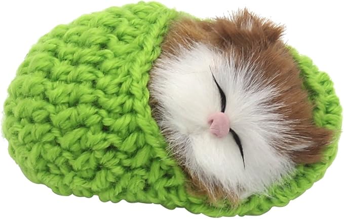 4Pcs Sleeping Cat in Slipper Doll Toy, Mini Kitten in Shoe with Meows Sounds Decor Hand Toy Gift for Kids Boys Girls