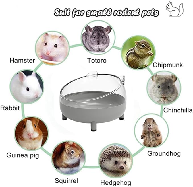 Hamster Food Bowl Elevated Tilted Pet Feeder Sand Bathtub Reduces Neck Strain for Small Pet Ferrets Dwarf Hamsters Gerbils Mice Puppies (Grey)