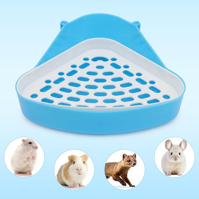 Hypeety Pet Toilet Small Animal Litter Tray Corner for Hamster Guinea Pig Ferret Gerbil Chinchilla Pet Small Rat Toilet (Blue)