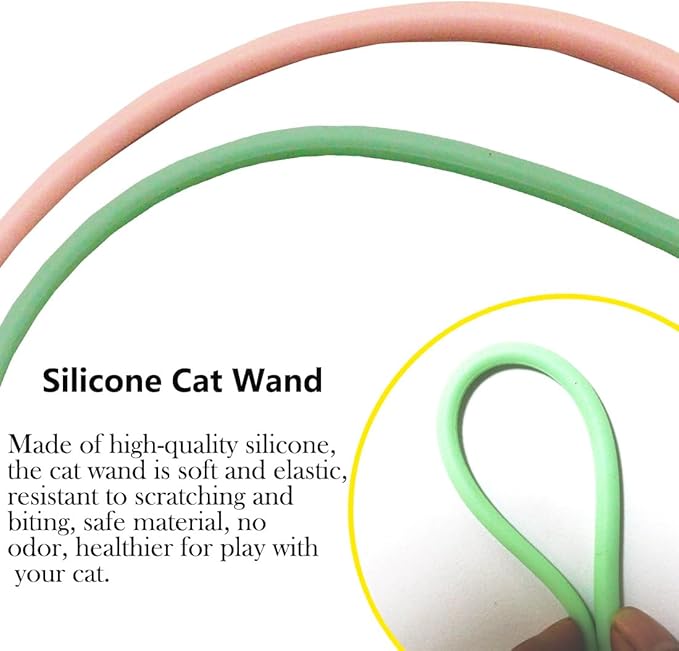 4PCS Silicone Cat Wand Toy, Interactive Cat Toys for Indoor Cats, Interactive Silicone Tail Teaser Wand,Interactive Teasing Stick for Cat Kitten Funny Exercise