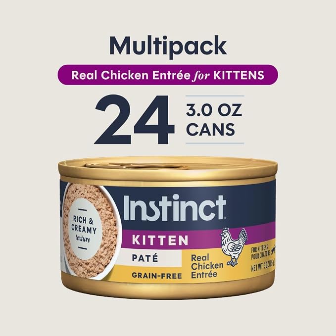Instinct Kitten Pate Entrees, Wet Food, Real Chicken, 3 oz Cans (24 Count)