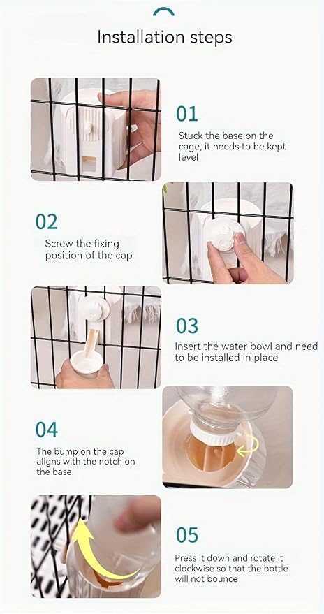 Rabbit Water Bottle, 700ml/23oz Hanging Water Dispenser Feeder Cage Crate Hutch Bunny Puppy Cat Chinchilla Ferret Guinea Pigs Squirrel Hedgehog (White, 700ml)