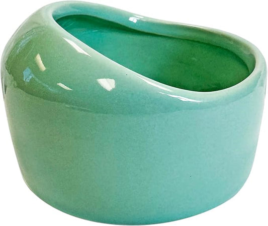 Exotic Nutrition No-Tip Ceramic Feed Station - Durable Ceramic & No Escape Feed Dish - Hamsters, Hedgehogs, Chinchillas, Rats, Ferrets, Guinea Pigs, Rabbits, Squirrels, and Reptiles (Green)