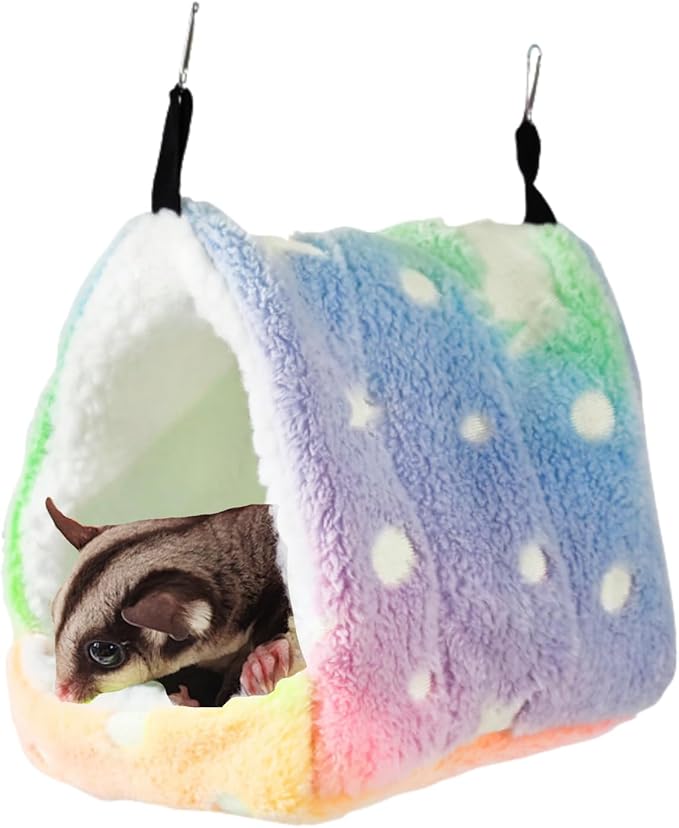 Cotton Guinea Pig Rat Hammock, Colorful Hamster Hanging Nest Warm Hideout Cage for Small Animals Sugar Glider Parrot Ferret (Colorful,Large)