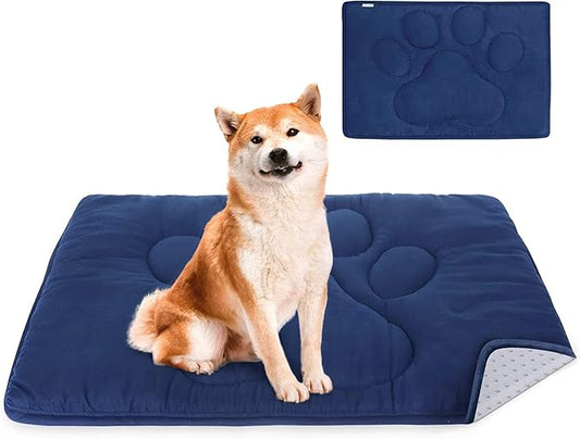 Coldwind Dog Crate Pad(23"x 36"),Washable Crate Mat with Anti-Slip Bottom, Dog Mats for Sleeping, Breathable Kennel Pad,Dark Colored to Hide Stains, Navy