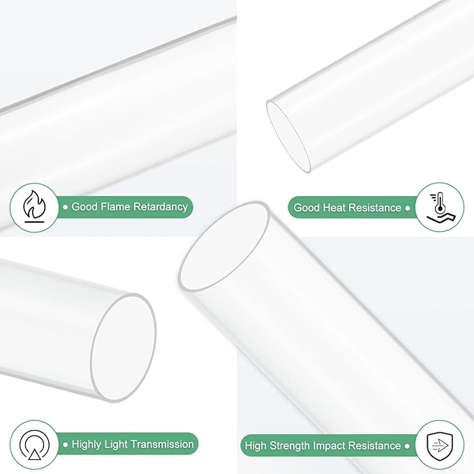 M METERXITY 1-Pack Clear Plastic Tube, 59mm[2.32"] ID x 63mm[2.48"] OD High Impact Rigid Polycarbonate Round Pipes for Water Plumbing/Lighting/Aquariums/Models, Plastic Tubing [245mm/10IN]