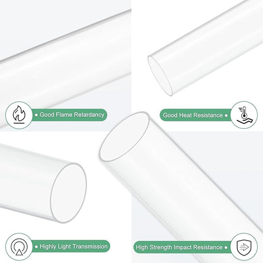 M METERXITY 1-Pack Clear Plastic Tube, 59mm[2.32"] ID x 63mm[2.48"] OD High Impact Rigid Polycarbonate Round Pipes for Water Plumbing/Lighting/Aquariums/Models, Plastic Tubing [245mm/10IN]
