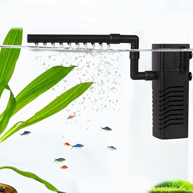 Aquarium Filter Fish Tank Filter Powerful Submersible Turtle Water Filters Ultra Quiet Biochemical Sponge Filter for 5 to 15 Gallon Tank Filtration/Oxygenation/Water Cycle 5in1(4W)