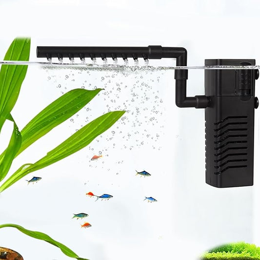 Aquarium Filter Fish Tank Filter Powerful Submersible Turtle Water Filters Ultra Quiet Biochemical Sponge Filter for 5 to 15 Gallon Tank Filtration/Oxygenation/Water Cycle 5in1(4W)