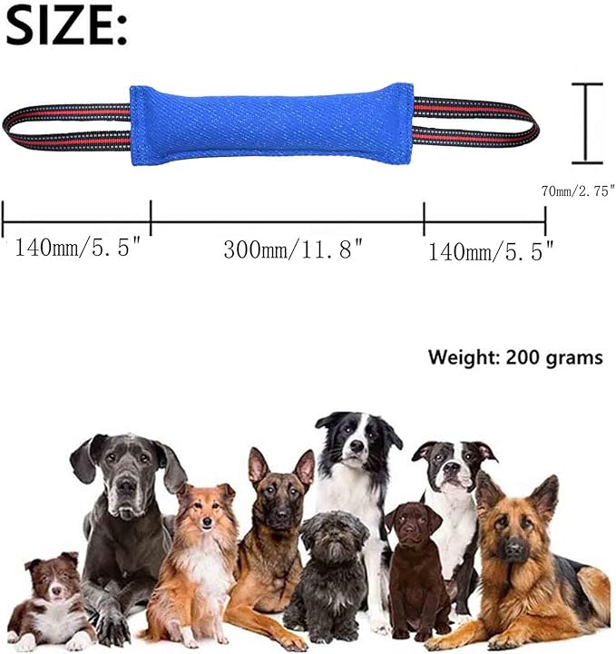 Clysoru Tug Toy for Dogs Tug of War Dog Toy with 2 Strong Red Band Handles Lasting Training Equipment Puppy to Large Dogs Interactive Toy Best for Tug of War Pull Indestructible Rope Toys (Blue)