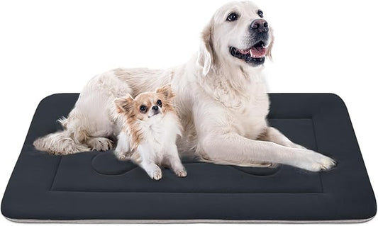 JoicyCo Extra Large Dog Bed Soft Dog Crate Pad Mat, 48 in Non-Slip Bottom Washable Dog Sleeping Mattress Pet Beds Cat Bed Kennel Pad, Dark Gray