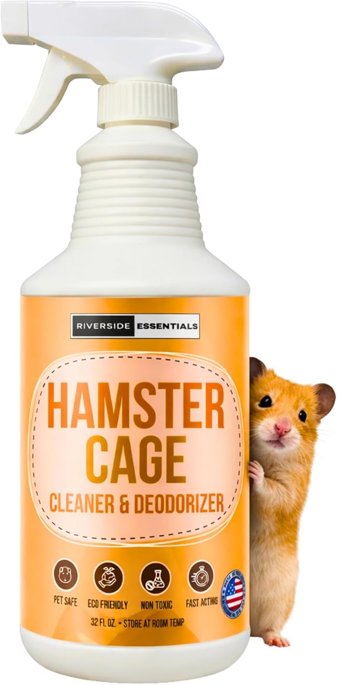 Hamster Cage Cleaner & Deodorizer Spray (32oz) – Odor Eliminator for Small Animal Cages & Habitats – Pet Safe, Non-Toxic, Fast-Acting – Made in USA