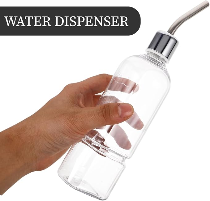 Baluue Small Animal Water Bottle 350ml Stainless Steel – No-Drip Leak-Proof Automatic Dispenser – for Wire Cages for Guinea Pigs Hamsters Rabbits Ferrets