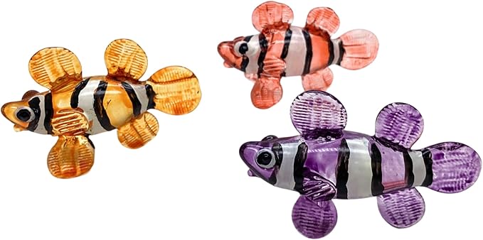 Mini Clownfish Figurines Purple Glass Ornament Handcrafted Decorative Home Garden